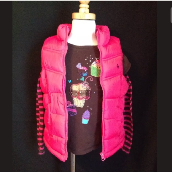 Pink Puffer Vest & Embellished Shirt 💗 Size 5 - Picture 1 of 5